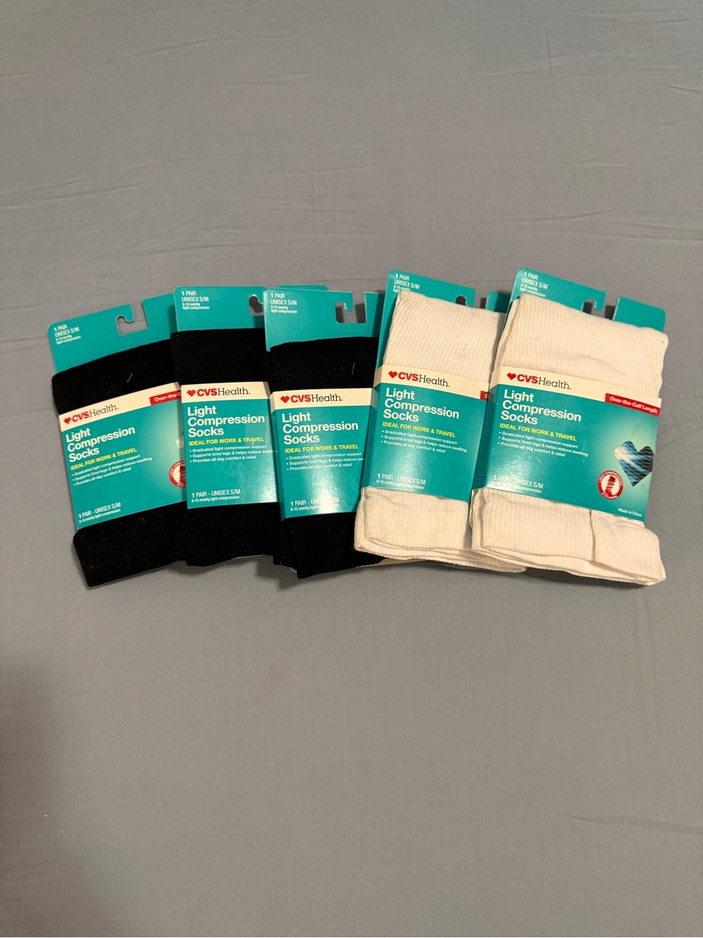 Light Compression Socks - Black & White (unisex S/M)